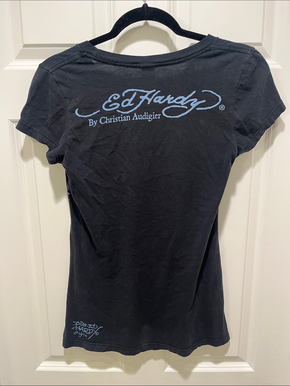 Ed Hardy By Christian Audigier Golden Rose of Love Short Sleeve Baby Tee faded - Picture 6 of 14
